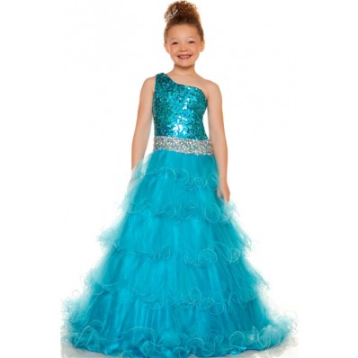 dress tulle sequin turquoise shoulder evening line cute