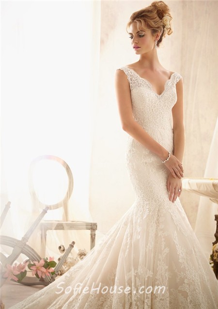 Great Scalloped Back Wedding Dress  Check it out now 