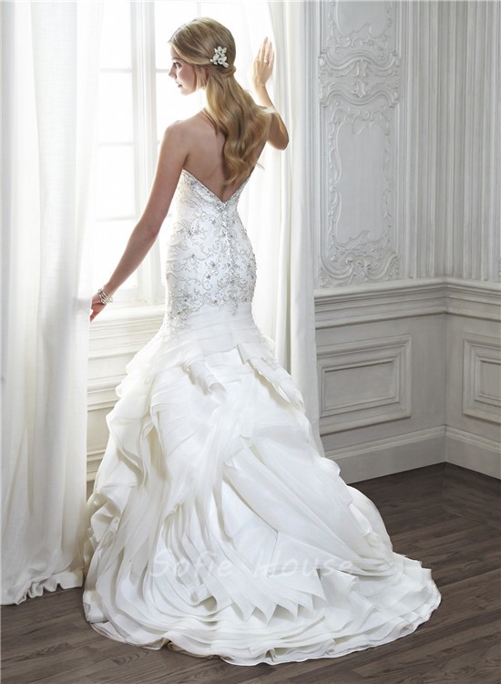 unique-mermaid-strapless-low-back-satin-beaded-organza-ruffle-layered-wedding-dress