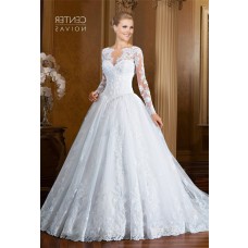 lace chiffon flutter sleeve a line wedding dress