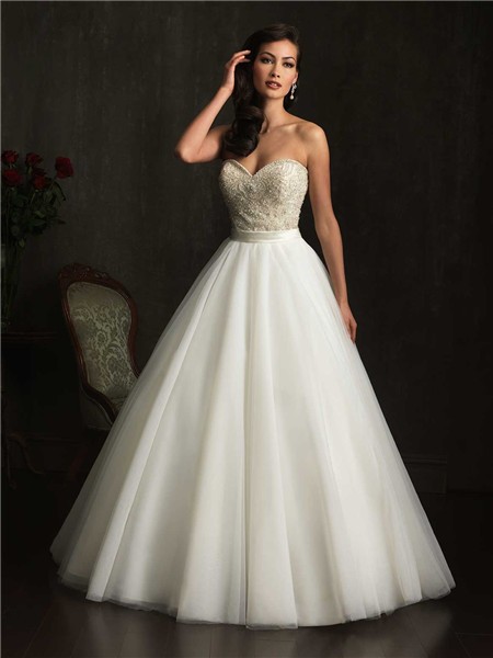 Sweetheart Ball Gown Tulle Wedding Dress 10