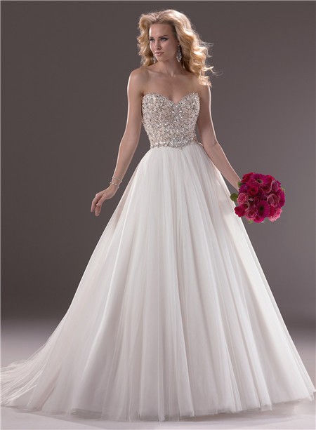 Fairytale Ball Gown Sweetheart Tulle Wedding Dress With Sparkle ...