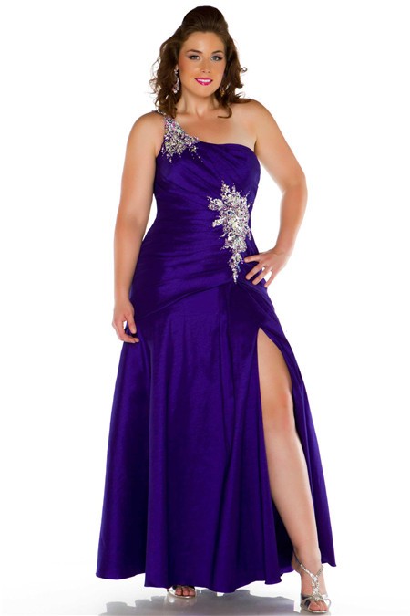 Seventeen Magazine One Shoulder Royal Blue Taffeta Beading Prom Dress ...