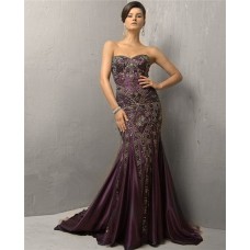 Fitted Bateau Neck Long Silver Satin Embroidery Beaded Evening Dress ...